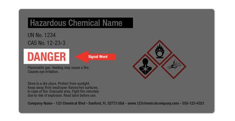 Signal word used to indicate the relative level of severity of hazard and alert the reader to a potential hazard on the label. . According to labeling guidelines only two signal words